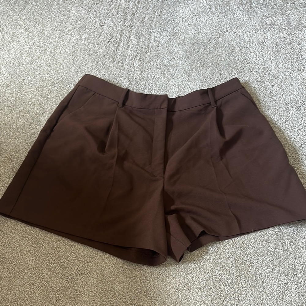 Abercrombie High Rise Tailored Shorts Brown Size Large